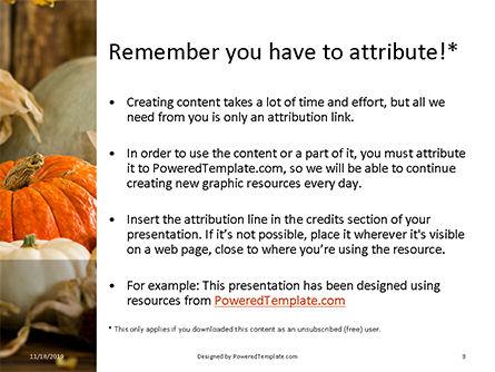 White and Orange Pumpkins on Table Presentation, Slide 3, 16186, Food & Beverage — PoweredTemplate.com