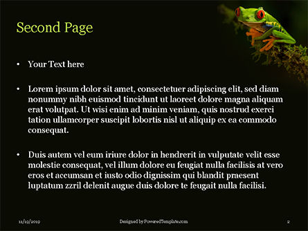 Tropical red-eyed tree frog PowerPoint Vorlage, Folie 2, 16190, Natur & Umwelt — PoweredTemplate.com