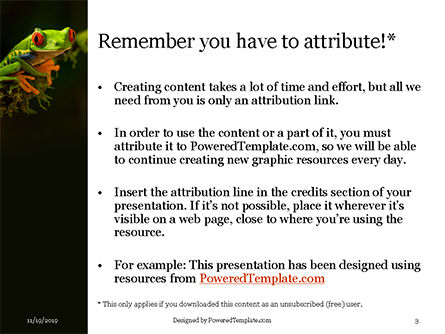 Modelo do PowerPoint - tropical red-eyed tree frog, Deslizar 3, 16190, Natureza e Ambiente — PoweredTemplate.com