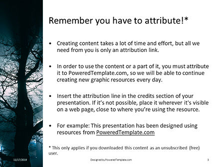 Plantilla de PowerPoint gratis - spooky night shot of tree in fog backlit by streetlight, Diapositiva 3, 16198, Naturaleza y medio ambiente — PoweredTemplate.com