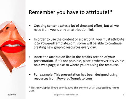 Templat PowerPoint Gratis Ripped White Paper Showing Woman's Lips, Slide 3, 16209, Manusia — PoweredTemplate.com