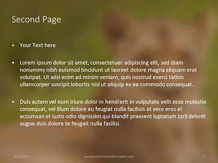 Modello PowerPoint Gratis - Portrait of lioness on grass, Slide 2, 16212, Natura & Ambiente — PoweredTemplate.com