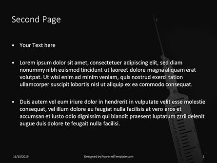 Templat PowerPoint Syringe On Black Background, Slide 2, 16218, Medis — PoweredTemplate.com