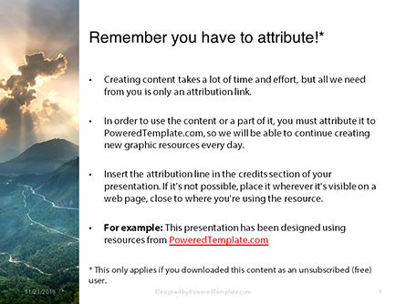 Templat PowerPoint Green Mountain In Morning Light, Slide 3, 16228, Alam & Lingkungan — PoweredTemplate.com