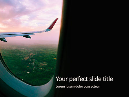 View Through Airplane Window Presentation, Free PowerPoint Template, 16229, Cars and Transportation — PoweredTemplate.com