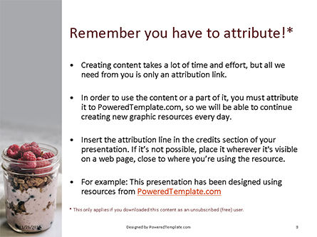 Plantilla de PowerPoint gratis - filled mason jar with granola and yogurt, Diapositiva 3, 16232, Food & Beverage — PoweredTemplate.com