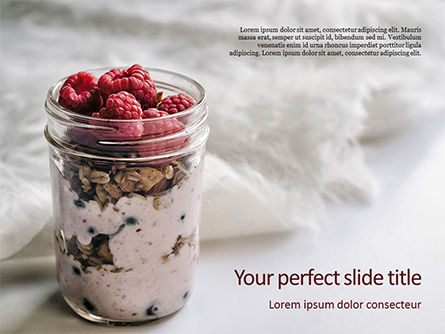 Filled Mason Jar with Granola and Yogurt Presentation, Free PowerPoint Template, 16232, Food & Beverage — PoweredTemplate.com
