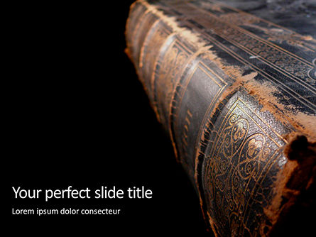 Old Bible in Shabby Book Cover Presentation, PowerPoint Template, 16239, Religious/Spiritual — PoweredTemplate.com