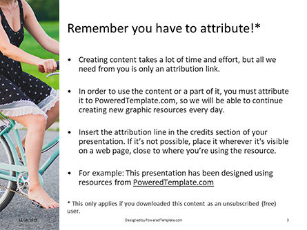 Modello PowerPoint - Barefoot woman riding bicycle, Slide 3, 16241, Persone — PoweredTemplate.com