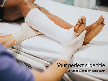 Doctor Bandaging Foot of Female Patient Presentation, PowerPoint Template, 16242, Medical — PoweredTemplate.com