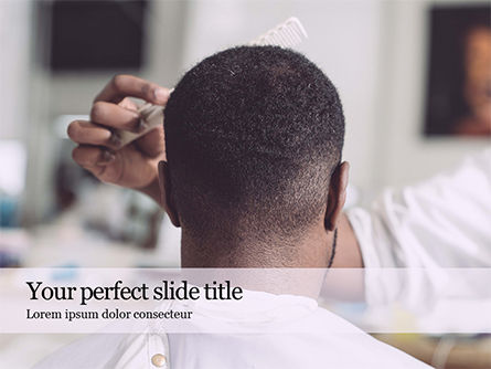 Modello PowerPoint - Barber cutting in barbershop, Modello PowerPoint, 16257, Carriere/Industria — PoweredTemplate.com