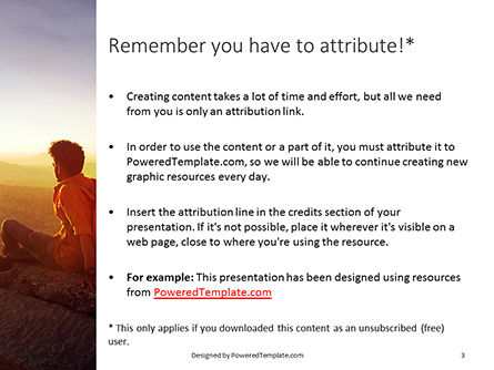 Plantilla de PowerPoint - man sitting on edge cliff facing sunset, Diapositiva 3, 16259, Naturaleza y medio ambiente — PoweredTemplate.com