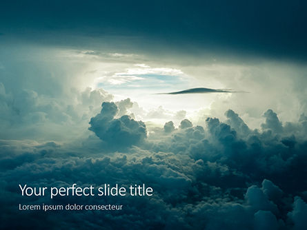 Light In The Dark And Dramatic Storm Clouds PowerPoint Template, PowerPoint-sjabloon, 16266, Natuur & Milieu — PoweredTemplate.com
