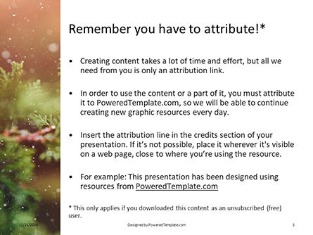 Modèle PowerPoint gratuit de arborvitae branch during snowfall, Diapositive 3, 16267, Nature / Environnement — PoweredTemplate.com