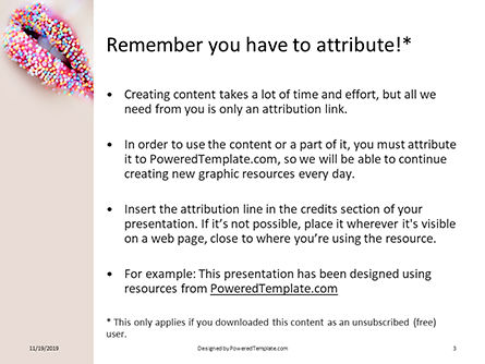Modello PowerPoint Gratis - Lips of beautiful woman covered with sprinkles, Slide 3, 16271, Persone — PoweredTemplate.com