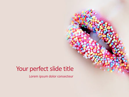 Lips of Beautiful Woman Covered with Sprinkles Presentation, Free PowerPoint Template, 16271, People — PoweredTemplate.com