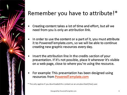 Modello PowerPoint - Colorful fireworks over the night sky, Slide 3, 16288, Vacanze/Occasioni Speciali — PoweredTemplate.com