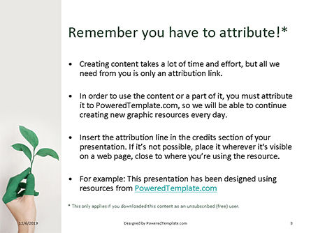 Templat PowerPoint Women's Hand Is Holding Green Leaf Branch, Slide 3, 16301, Alam & Lingkungan — PoweredTemplate.com