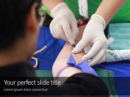 Nurse Takes a Blood Sample from a Patient Presentation, Free PowerPoint Template, 16313, Medical — PoweredTemplate.com