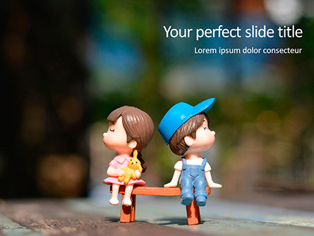 Dolls Boy and Girl Sitting on Bench Presentation, Free PowerPoint Template, 16320, People — PoweredTemplate.com