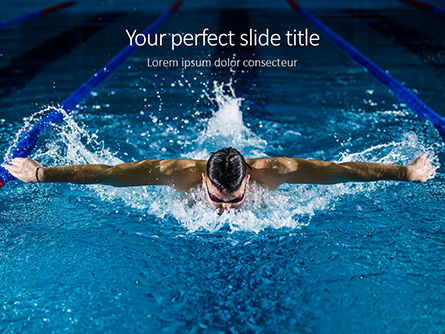 Muscular Young Man in Swimming Pool Presentation, PowerPoint Template, 16328, Sports — PoweredTemplate.com
