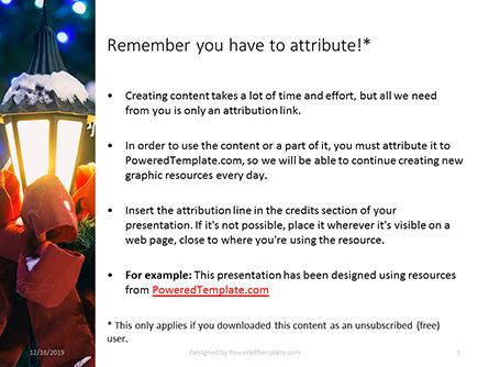 Modello PowerPoint Gratis - Christmas tree with lights and vintage lantern with decorations, Slide 3, 16334, Vacanze/Occasioni Speciali — PoweredTemplate.com