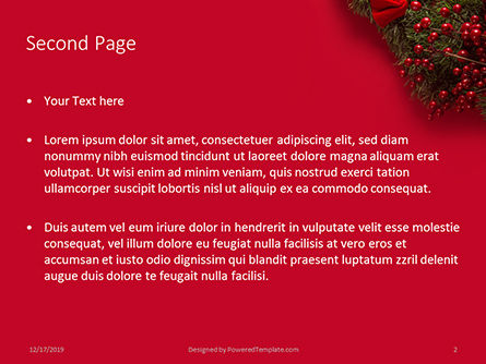 christmas and new year red background - PowerPointテンプレート, スライド 2, 16335, 休日／特別行事 — PoweredTemplate.com
