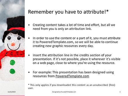 Snowman against blurred festive bokeh background免费PowerPoint模板, 幻灯片 3, 16336, 假日/特殊场合 — PoweredTemplate.com