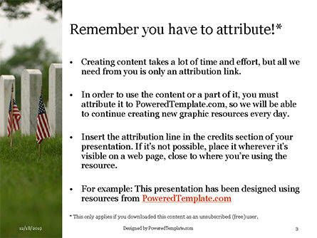 Modèle PowerPoint de arlington national cemetery with flag next to each headstone during memorial day, Diapositive 3, 16339, Fêtes / Grandes occasions — PoweredTemplate.com