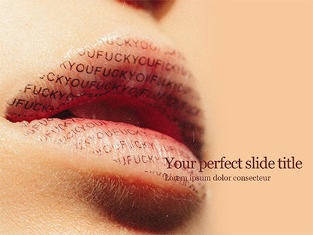 Sexy Red Lips Presentation, PowerPoint Template, 16358, People — PoweredTemplate.com