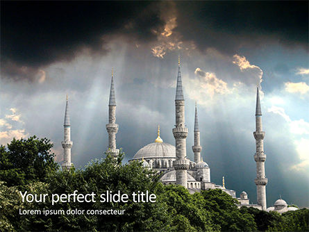 Suleymaniye Mosque under Dramatic Sky Presentation, PowerPoint Template, 16359, Construction — PoweredTemplate.com