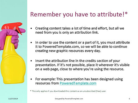 Plantilla de PowerPoint - female hand holds dispenser on turquoise background, Diapositiva 3, 16362, Profesiones/ Industria — PoweredTemplate.com
