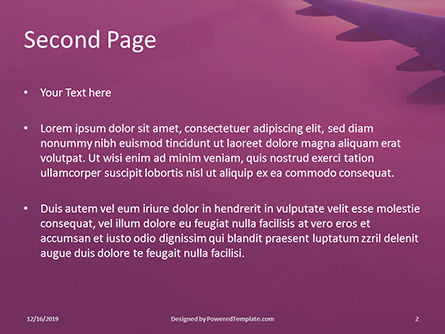 Templat PowerPoint Gratis Airplane Wing With Sunrise In Light Flare, Slide 2, 16363, Mobil dan Transportasi — PoweredTemplate.com
