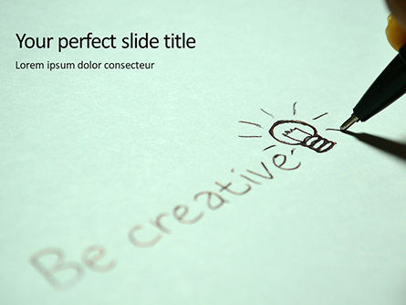A Person's Hand Writing on Paper Be Creative Presentation, PowerPoint Template, 16388, Education & Training — PoweredTemplate.com
