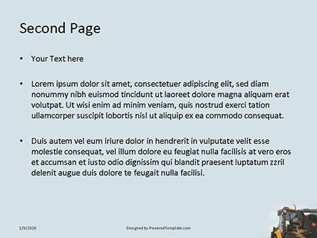 Modèle PowerPoint de yellow excavator close-up front side view, Diapositive 2, 16396, Services / Industriel — PoweredTemplate.com