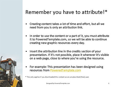 Yellow Excavator Close-up Front Side View Presentation, Slide 3, 16396, Utilities/Industrial — PoweredTemplate.com