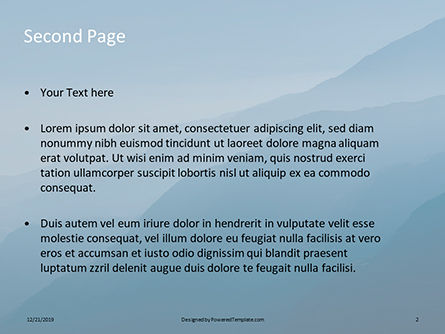 Panoramic mountains in blue mist免费PowerPoint模板, 幻灯片 2, 16406, 自然与环境 — PoweredTemplate.com
