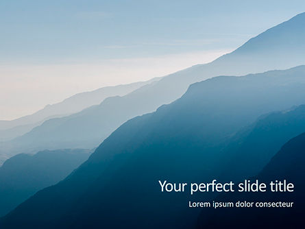Panoramic Mountains In Blue Mist Gratis Powerpoint Template, Gratis PowerPoint-sjabloon, 16406, Natuur & Milieu — PoweredTemplate.com