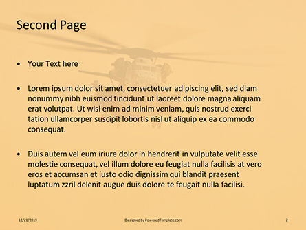 Helicopter In Yellow Sky PowerPoint Template, Dia 2, 16411, Militair — PoweredTemplate.com