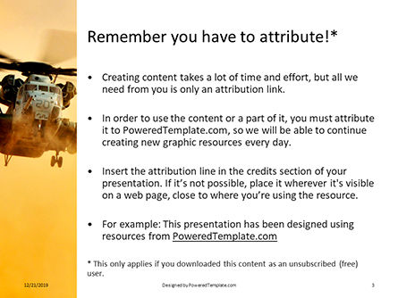 Helicopter In Yellow Sky PowerPoint Template, Dia 3, 16411, Militair — PoweredTemplate.com