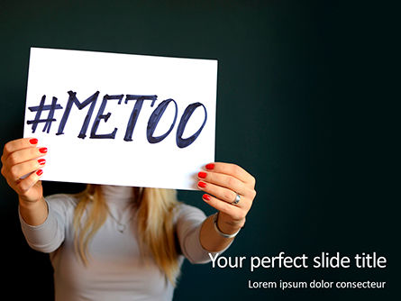 Woman Holding Paper Sheet With Written MeToo Hashtag Presentation, Free PowerPoint Template, 16416, People — PoweredTemplate.com