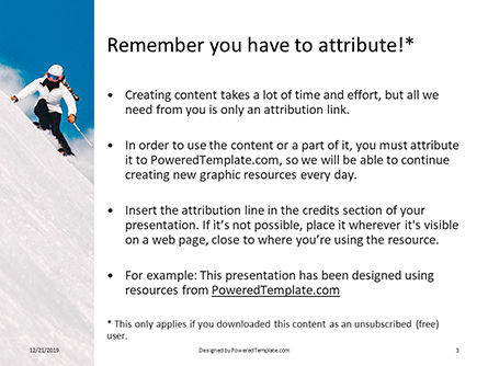 Skier Skiing Downhill During Sunny Day In High Mountains PowerPoint Template, Dia 3, 16419, Sport — PoweredTemplate.com