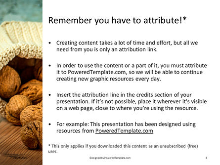 Walnuts Scattered From Burlap Bag On Wooden Table Gratis Powerpoint Template, Dia 3, 16420, Food & Beverage — PoweredTemplate.com