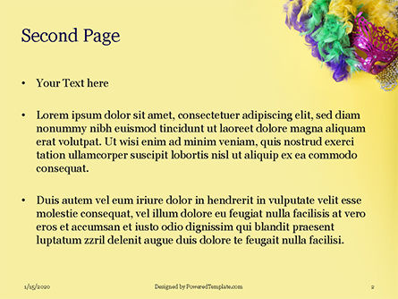 Festive mask with decor on yellow background Kostenlose PowerPoint Vorlage, Folie 2, 16423, Ferien/besondere Anlässe — PoweredTemplate.com