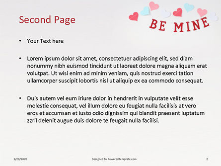Templat PowerPoint Gratis Be Mine Valentines Card, Slide 2, 16440, Liburan/Momen Spesial — PoweredTemplate.com