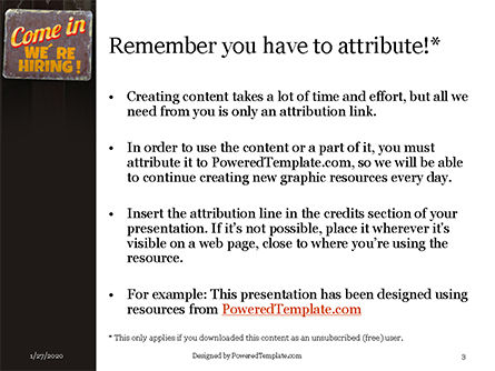 Modèle PowerPoint de come in we're hiring sign, Diapositive 3, 16460, Carrière / Industrie — PoweredTemplate.com