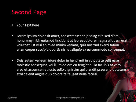 Modello PowerPoint Gratis - Beautiful woman in mardi gras mask and makeup, Slide 2, 16462, Persone — PoweredTemplate.com