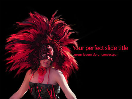 Beautiful Woman in Mardi Gras Mask and Makeup Presentation, Free PowerPoint Template, 16462, People — PoweredTemplate.com