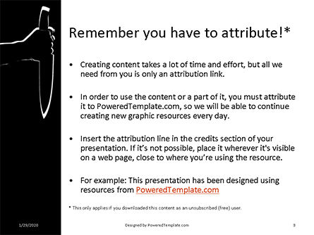 Modèle PowerPoint de silhouette of the hand holding a big sharp knife, Diapositive 3, 16464, Légal — PoweredTemplate.com