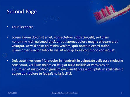 Modello PowerPoint Gratis - Plastic toothbrush under water with bubbles, Slide 2, 16468, Medico — PoweredTemplate.com